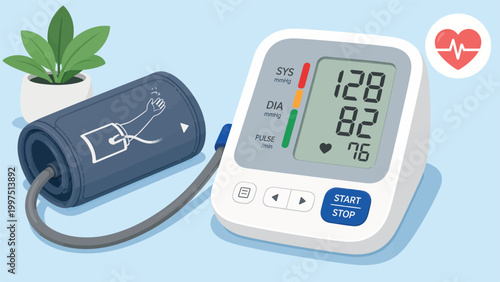 Digital Blood Pressure Monitor Healthcare Medical Device Concept