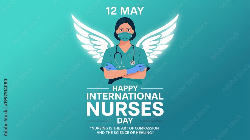 Fototapeta premium Nurse with wings celebrating international nurses day
