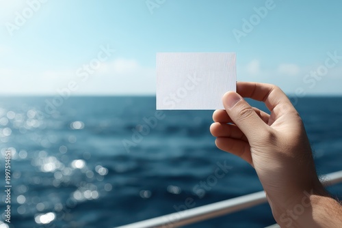 Luxury yacht travel with blank card mockup