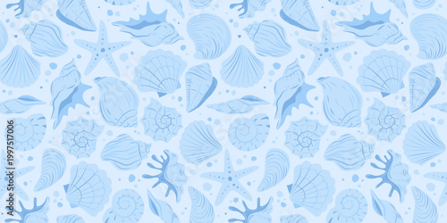 Seashells, Starfish, Italian Summer, Mediterranean Seamless Pattern