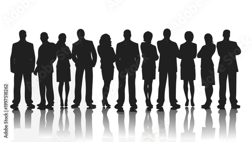 lineup of standing people silhouettes on white background high quality professional