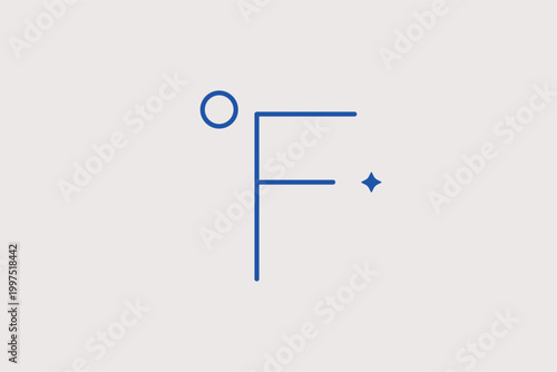 Fahrenheit symbol line icon for imperial temperature scale measurement and regional climate reporting. Precise vector illustration for US weather forecast applications and technical thermometer displa