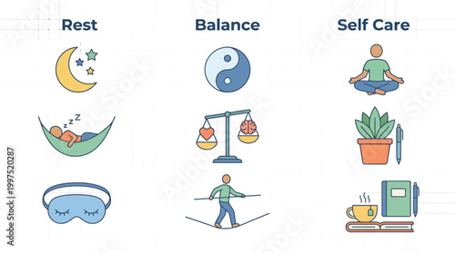 Self care habits promote personal balance and restorative rest for.