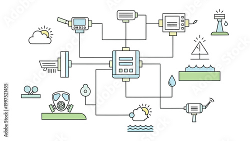 Connected Systems Illustration: An intricate illustration visualizes the seamless integration of industrial equipment, emphasizing efficiency and technological advancement. 