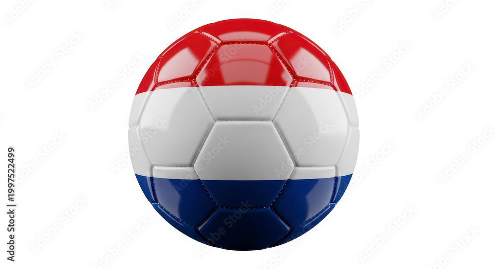 Fototapeta premium Soccer ball with red, white and blue design elements