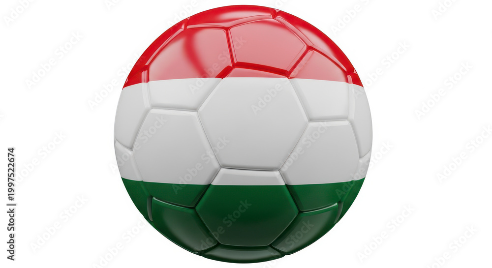 Fototapeta premium Soccer ball with red, white, and green pattern design