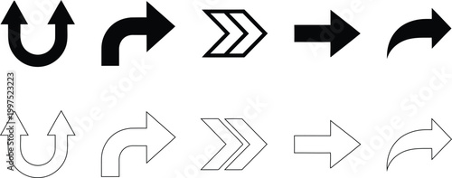 Vector arrows directional icons symbols for navigation and graphic design