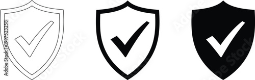 Vector shield icons security protection and verification symbols for design