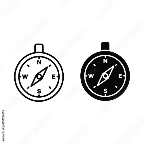 Compass icon set, navigation and orientation symbol, vector illustration