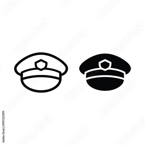 Police officer hat icon set vector illustration of a police cap with a badge symbol