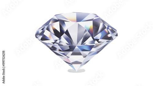 A sparkling diamond with refractive light, symbolizing luxury and value on a white background
