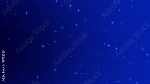青のグラデーションに、丸ボケが星のようにキラキラと輝く、パーティクルの光の背景アニメーション