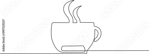 Minimalist coffee cup with steam and saucer icon Vector