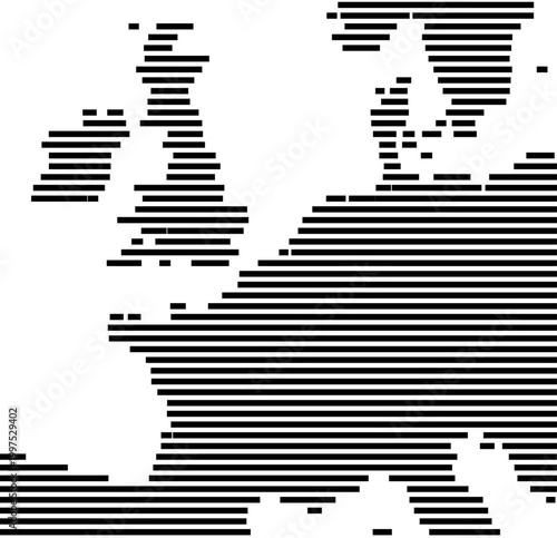 Map of Western Europe showing the earth with a few horizontal black lines. No labels at all.