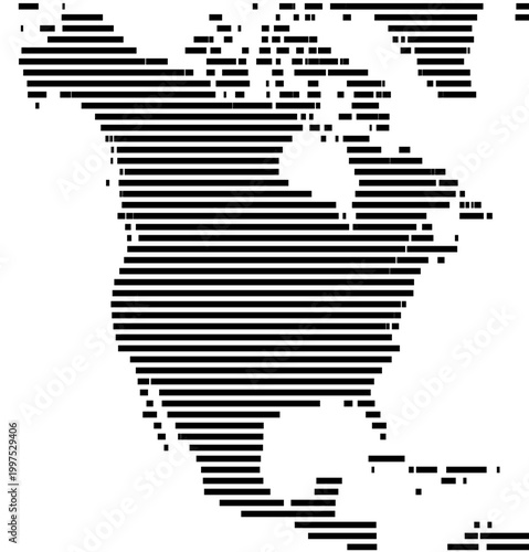 Map of North America showing the earth with a few horizontal black lines. No labels at all.