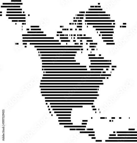 Map of North America showing the earth with a few horizontal black lines. No labels at all.