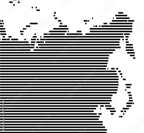 Map of Northern Asia showing the earth with a few horizontal black lines. No labels at all.
