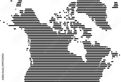 Map of Canada showing the earth with a few horizontal black lines. No labels at all.