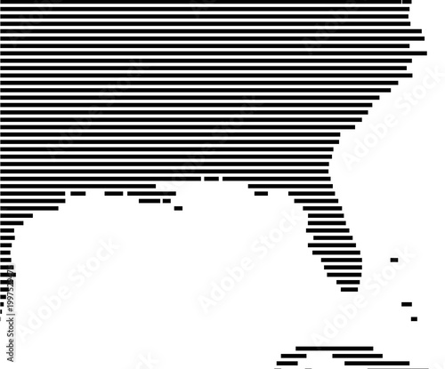 Map of USA Southeast showing the earth with a few horizontal black lines. No labels at all.