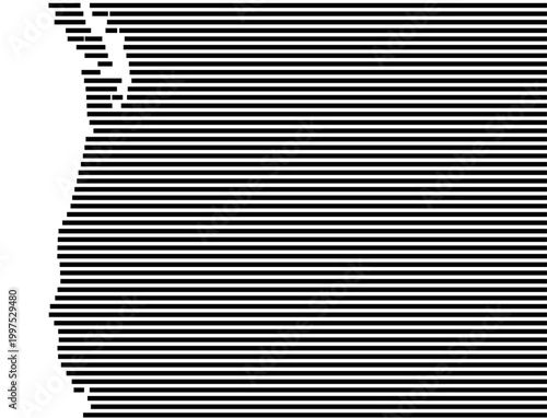 Map of United States Northwest showing the earth with a few horizontal black lines. No labels at all.