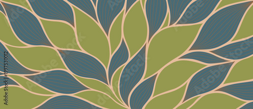 Abstract floral pattern, with a soothing palette of teal and green, evokes a sense of calm. The intricate design and clean lines offer a touch of elegance.