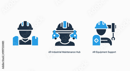 Icons of construction workers engineers technicians in hard hats worker icon engineer icon technician icon industry icon labor icon profession icon career icon job icon team icon