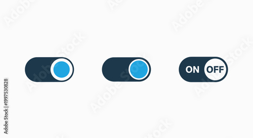 On and off toggle switch icons with interface technology electronic selection activation deactivation inactive experience illustration operation function configuration