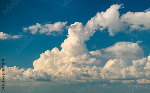 Photography Blue sky with white clouds. Bright summer skyscape