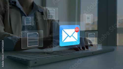 Electronic mail documents, digital files, business communication, online message exchange, inbox organization, data transfer, corporate workflow, modern office correspondence, secure information.