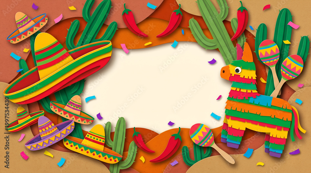 Fototapeta premium Cinco de mayo holiday background with copy space for text generative ai