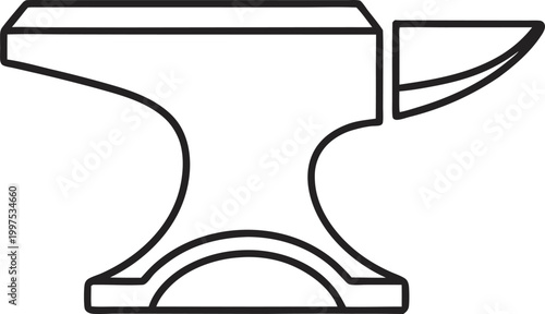 Industrial Blacksmith Anvil Outline Icon for Forging Metalwork and Traditional Craft Applications