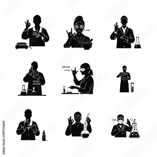 Innovative Scientific Discovery and Lab Testing Silhouettes Professional Researchers with Modern Equipment