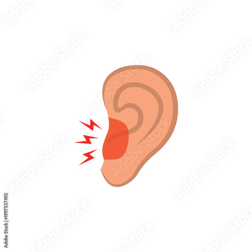 Earache disease and inflammation of the ear pain