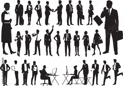 Business Team Silhouettes of Professionals in Corporate Attire for Office and Leadership Concepts
