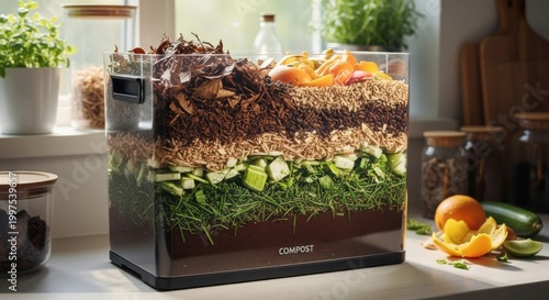 Compost Bin Indoor System Clear Container Kitchen Countertop Waste Management Garden Scraps Recycle Food Waste