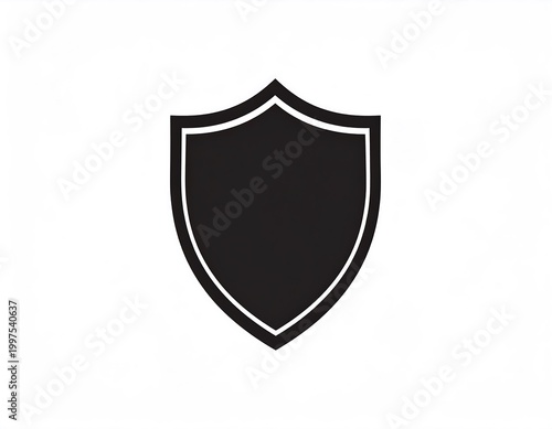 Free Download Shield icon. A simple, symmetrical, black shield with a thin white outline on a white background - GFXLoad