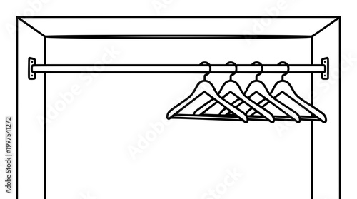 Simple vector illustration of empty clothes hangers on rod
