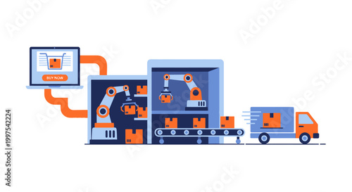 E-commerce Order Fulfillment Automation with Robotic Logistics and Delivery