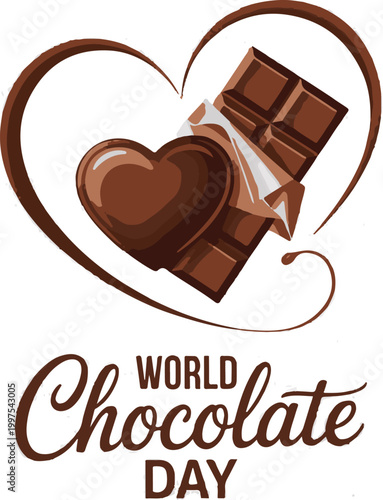 Happy chocolate day handwritten typography vector illustration isolated on white color background. 