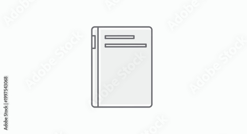 Minimalist Illustration of a Closed Book or Notebook on White Background