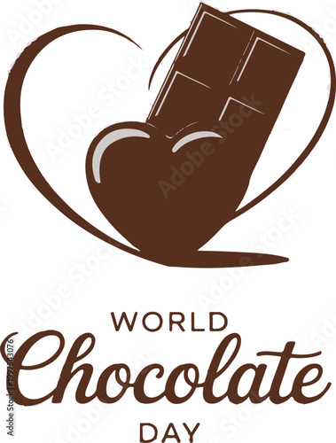 Happy chocolate day handwritten text isolated on white background for World Chocolate Day. 