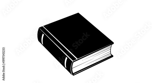 Black Hardcover Book Isolated on White Background, Simple Classic Design