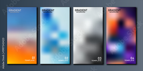 Abstract gradient backgrounds collection four vertical panels