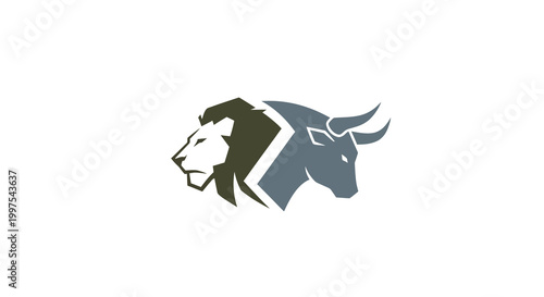 Lion and Bull Symbolizing Market Strength and Financial Power