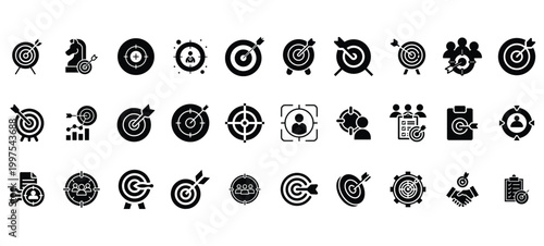 Diverse target and goal representing business objectives, strategy, and achievement, 98 characters