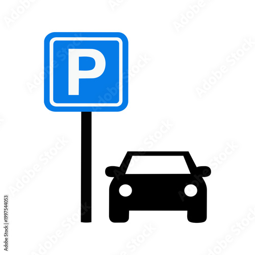 Parking sign and car icon a clear indication of designated parking area