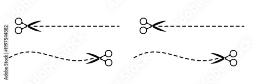 Scissors cut out of paper concept. Paper cutting concept with scissors along dotted line. Cutting tickets and coupon. Vector illustration.