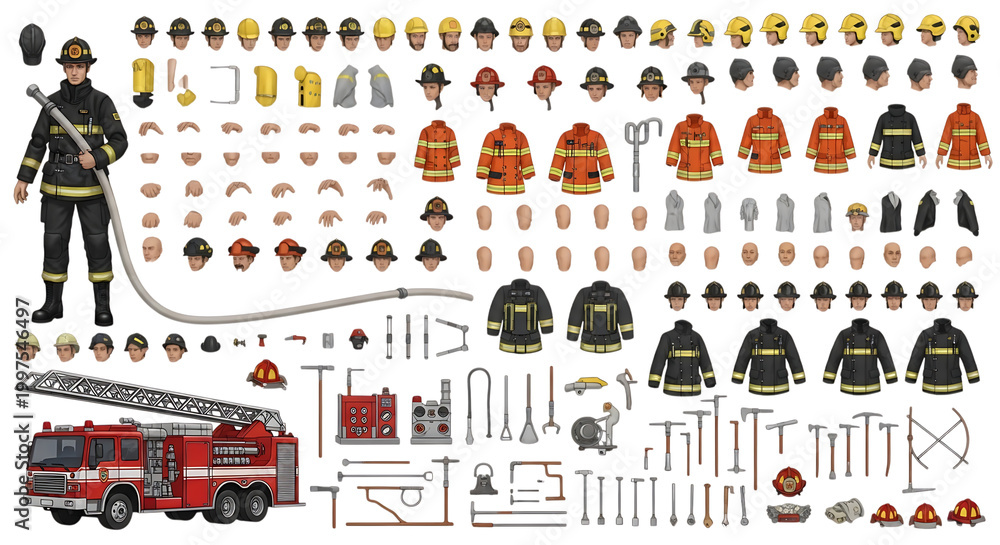 Fototapeta premium Lego firefighter collection a detailed display of figures and equipment