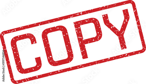 Bold red textured COPY word rubber stamp mark isolated on a clean white surface