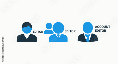 Editor and account editor professional team collaboration business icons with human resources collaboration business management professional employee executive director consultant customer